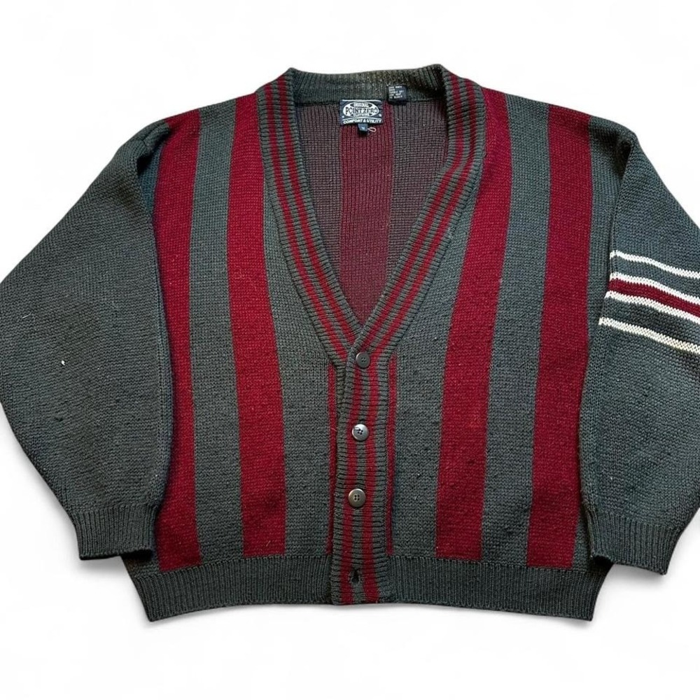 Vantage point‎ zero striped preppy casual cardigan sweater size medium READ